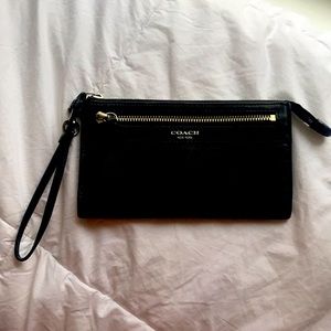Black leather Coach wristlet!